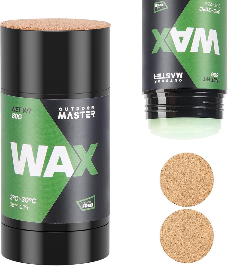OutdoorMaster Update Rub-on Ski Snowboard Wax, 80g Universal Portable Cross-Country Wax for Universal Temperature, Easy Operation, Quick Waxing for Outdoors - Image 1